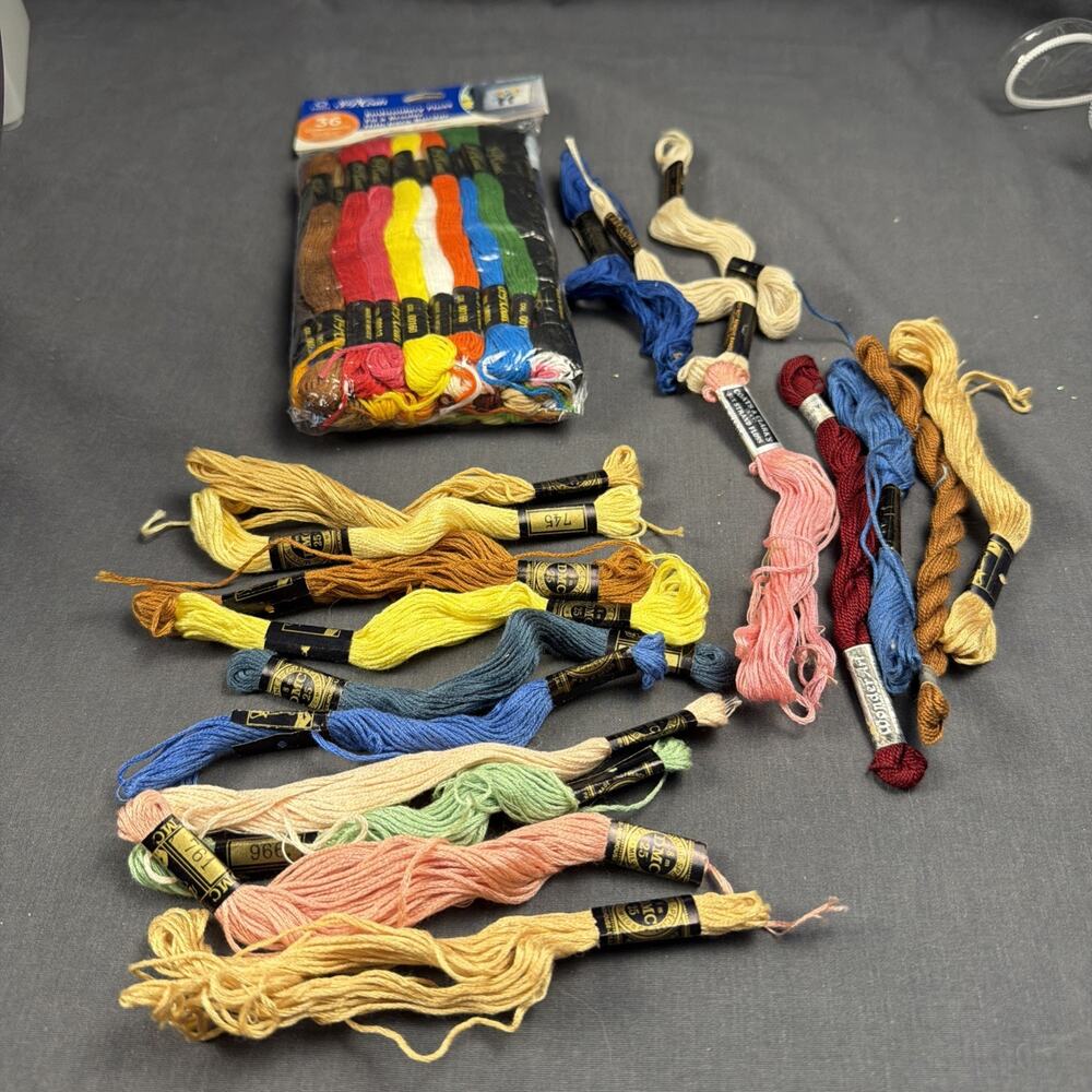 J&P Coats 36 Skeins Embroidery Floss 8.75 yards Each New + 18 Skeins Mixed